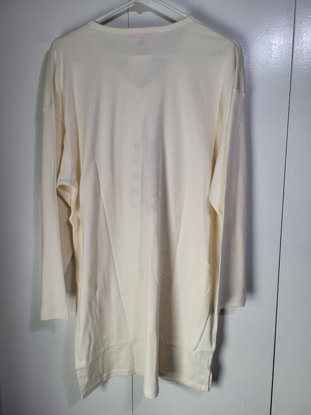 Victoria's Secret SZ M y2k vintage cream Long Sleeve V-Neck Nightshirt Rose Tree - Picture 2 of 9